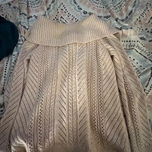 White House Black Market Cream Off-the-Shoulder Sweater